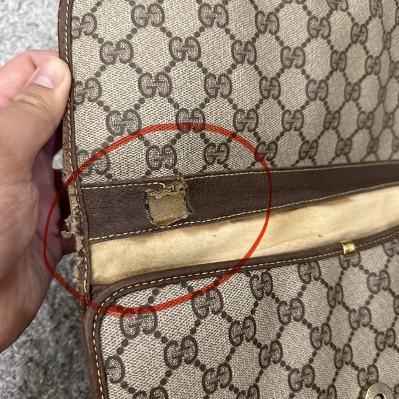#6 Gucci Vintage GG Supreme PVC Brown Clutch USED SOLD AS IS! LIVE SHOW! - Picture 7 of 16